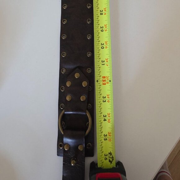 Steve Madden Leather Belt Double-ring Buckle with Stud Details size L SM30759TJ - Picture 9 of 10